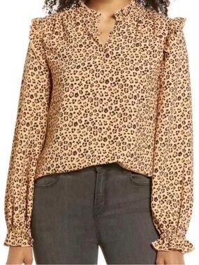 Rachel Parcell Long Sleeve Cheetah Blouse